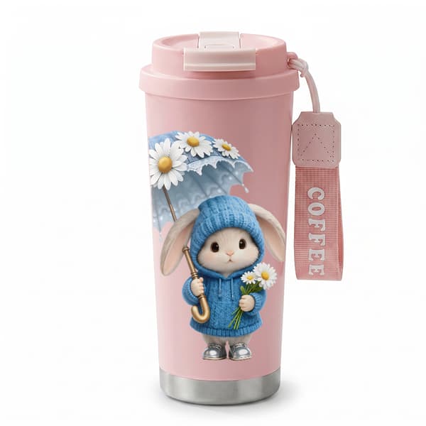 Kaffetermokande 500ml 316 Rustfrit Stål Sødt Design Pink