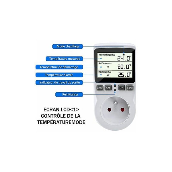 Termostatuttak, digital programmerbar uttak-timer med probe, drivhusvarmer akvarium