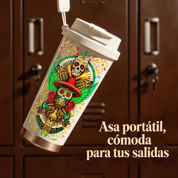 Termosmugg 500ml Rostfritt Stål Modern Design, Isolerad kaffemugg, läckagesäker resemugg med lock White