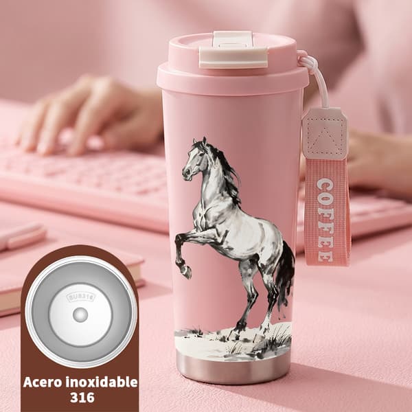 Termisk kaffekopp 500ml for camping, festlig design Pink