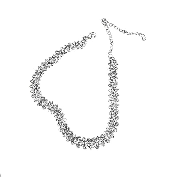 Enkelt halsband fullt av diamanthalsband, individuell nyckelben Marinblå M