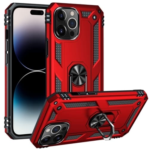 iPhone 14 Pro Deksel Hybrid Armor Ring Rød
