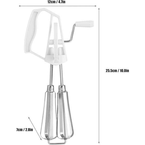 1 st Handvevad Degblandare i 430 Rostfritt Stål med Dubbel Rotation