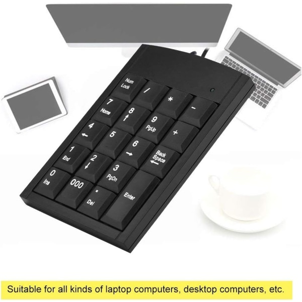 1 st USB Numeriskt Tangentbord, Bärbar Halksäker Mini USB Trådbunden