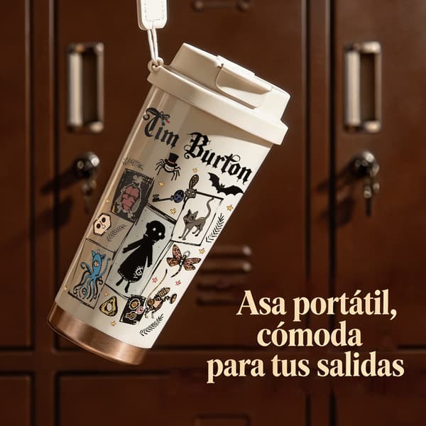 Bærbar kaffetermos 500 ml rustfritt stål kunstnerisk design Black