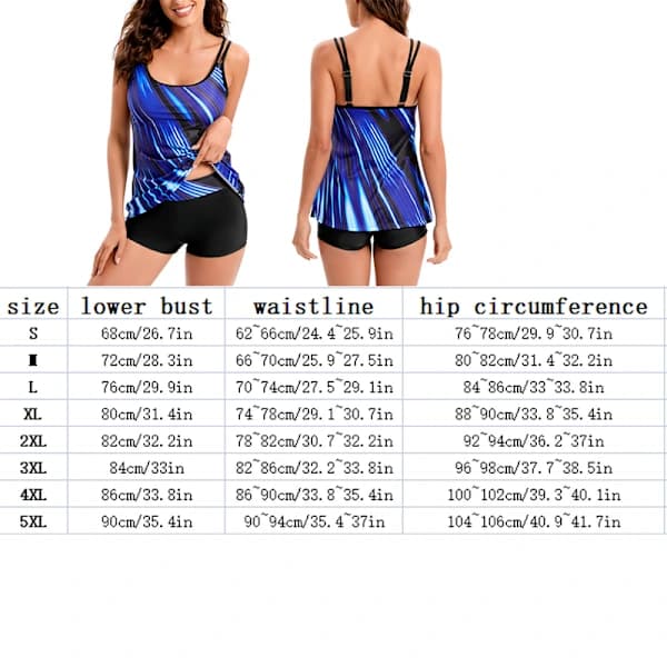 Dam Tankini Set Baddräkt Plus Size XL