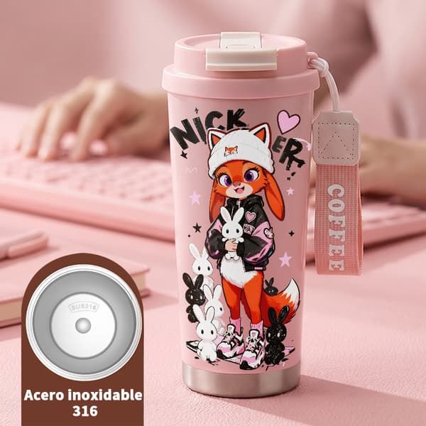 Kaffetermos 500ml Rustfritt Stål Moderne Design Pink