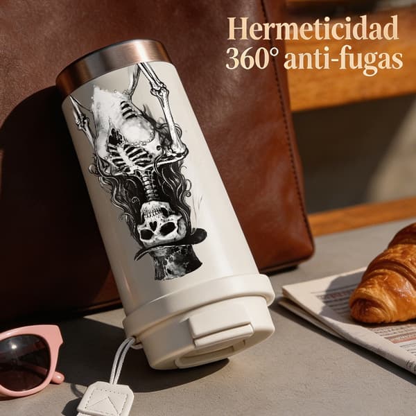 Termisk kaffemugg 500ml 316 rostfritt stål modern design, isolerad kaffemugg, läckagesäker resemugg med lock White