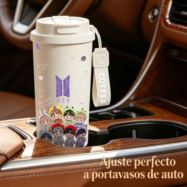 Kaffetermos 500ml 316 Rustfritt Stål Blomsterdesign White