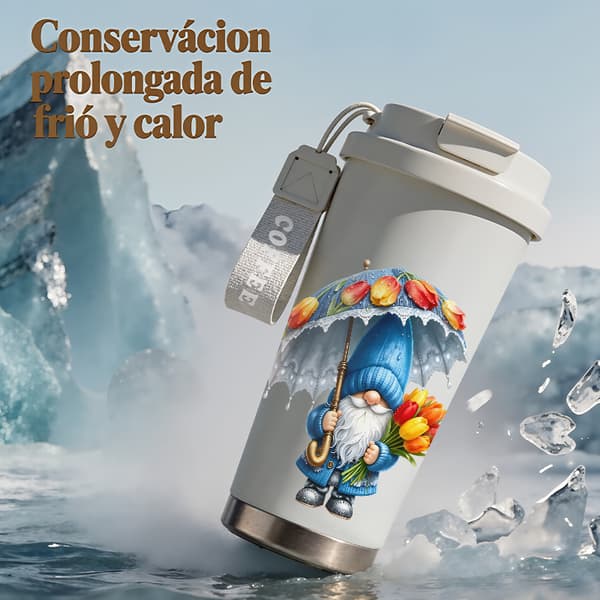 Termokopp 500ml Rustfritt Stål Dyredesign Julegave White