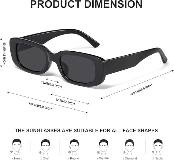 Rectangular Sunglasses for Women Men Trendy Y2k Retro 90s Sunglasses UV400 Protection Cool Square Frames