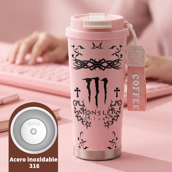 Bærbar Kaffe Termokande 500ml Rustfrit Stål Trendy Design Pink