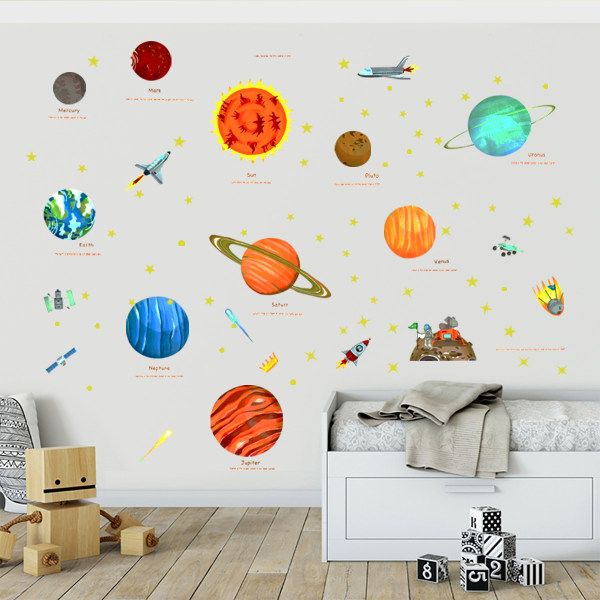 Planet Star Wall Stickers Nursery Bedroom Home Decoration Wall