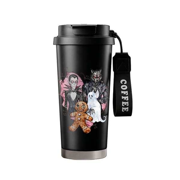 Bærbar kaffetermos 500ml i rustfritt stål med søtt design Black