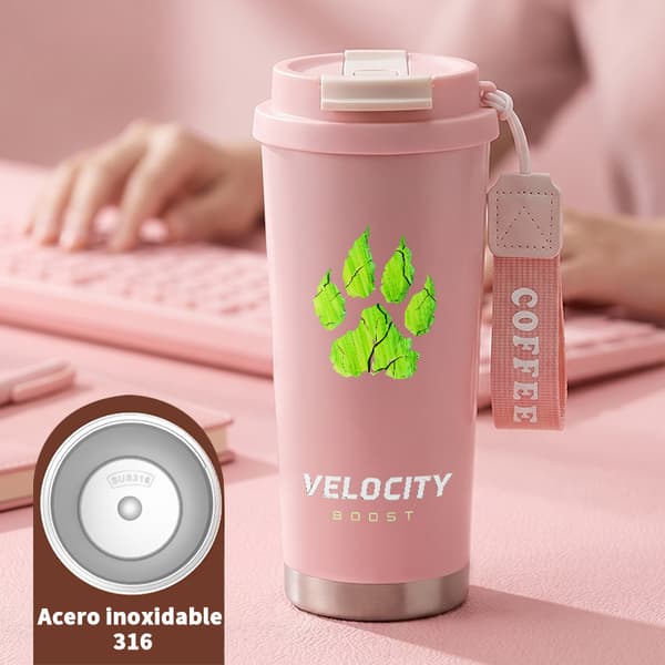 Kaffetermos 500ml Rustfritt Stål Festlig Design Pink