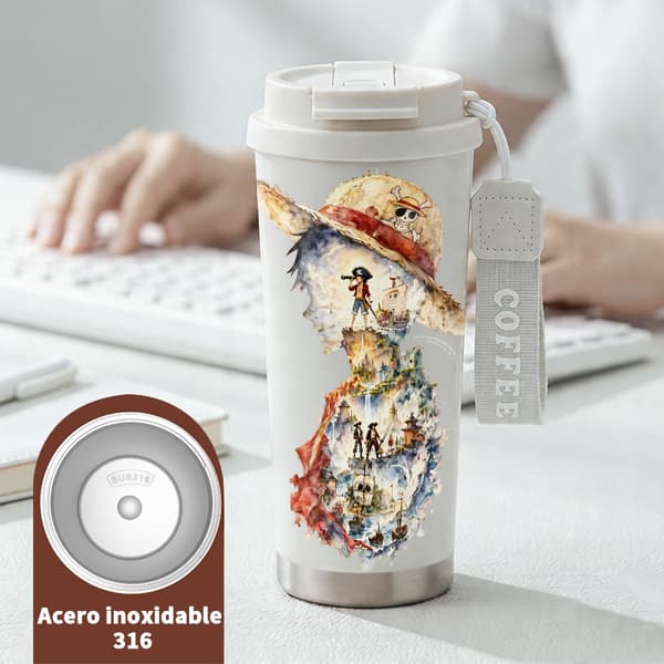 Kaffetermos 500ml 316 Rustfritt Stål Blomsterdesign White