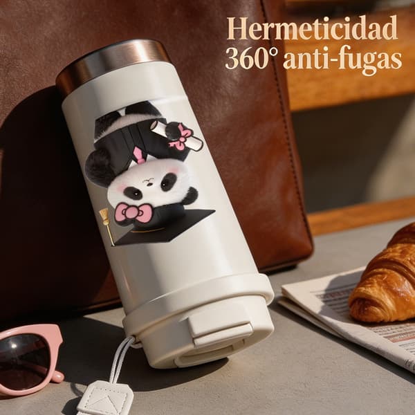 Kaffetermos 500ml 316 Rostfritt Stål Modern Design, Isolerad kaffemugg, läckagesäker resemugg med lock White