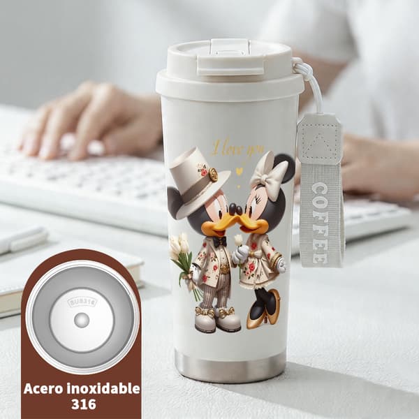 Kahvitermos 500ml 316 ruostumatonta terästä graafisella designilla White