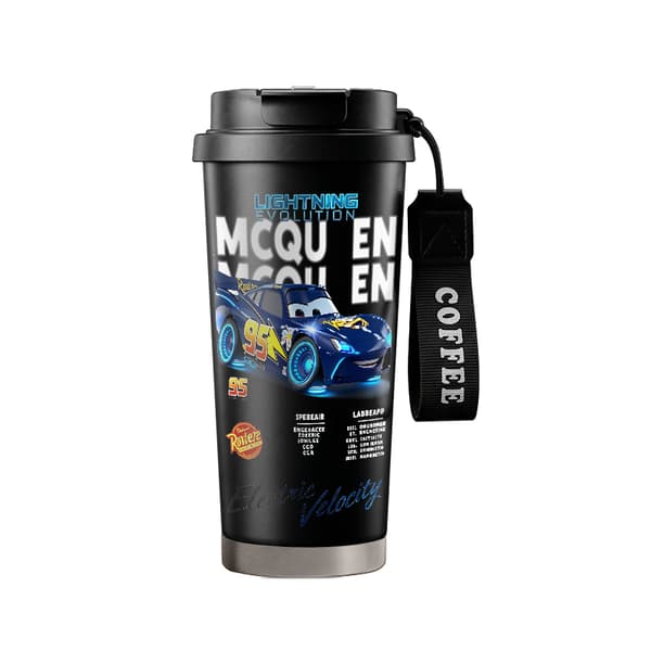 Termokaffekrus 500ml 316 Rustfrit Stål Blomsterdesign Black