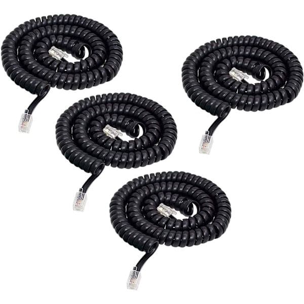 Telefonkabel, 4-pakning, 3M, modulær, spiralformet, A