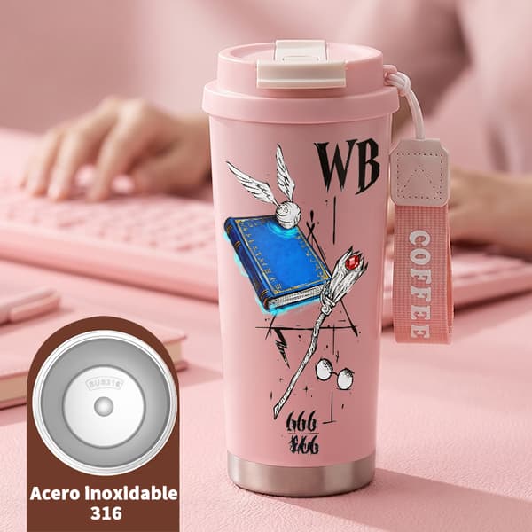 Bærbar kaffetermokande 500 ml geometrisk design Pink