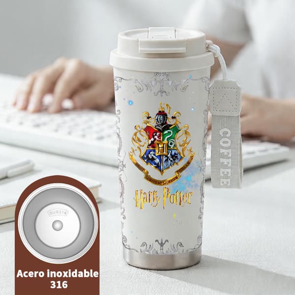 Kaffetermos 500ml Rustfritt Stål Grafisk Design White