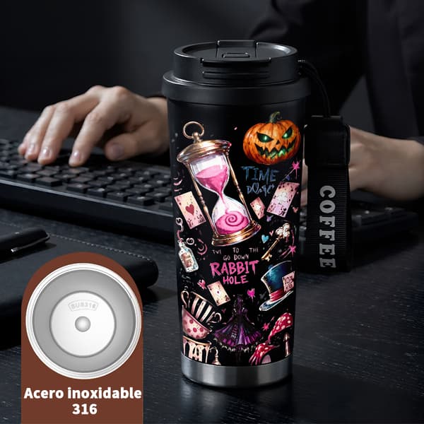 Kaffetermos 500ml Rustfritt Stål Kunstnerisk Design Black