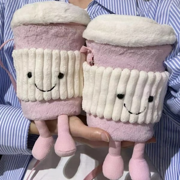 Jellycat Amuseables Coffee-To-Go Rosa Veske Kosedyr|7,1 tommer