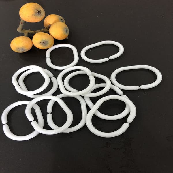 Hvite Dusjgardin Kroker Ringer, 24 stk Plast Dusjgardin