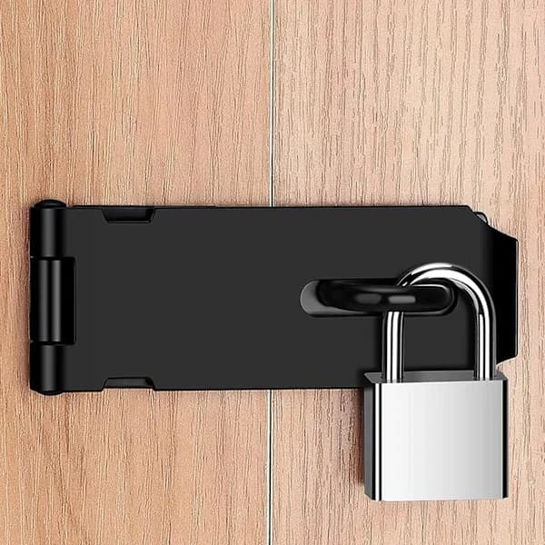 10 cm rostfri hasp med skruvar, säkerhetsskåpsdörr, hänglåsfäste svart, A