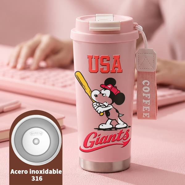 Termosmugg 500ml Rostfritt Stål Blommig Design, Isolerad kaffemugg, läckagesäker resemugg med lock Pink