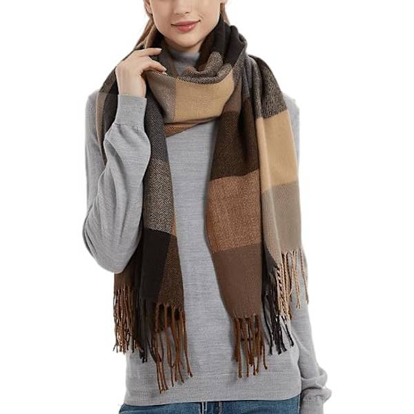 Dames Mode Lang Sjal Stor Gitter Vinter Varm Gitter Stor