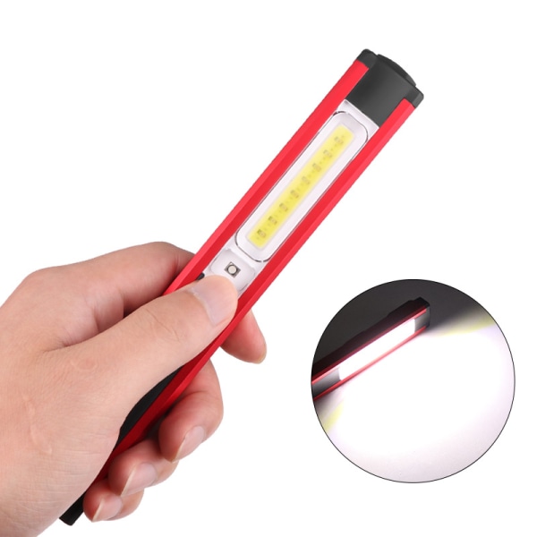 SMD+COB+ rött ljus inbyggt batteri med magnet med pennklämma 9123 S
