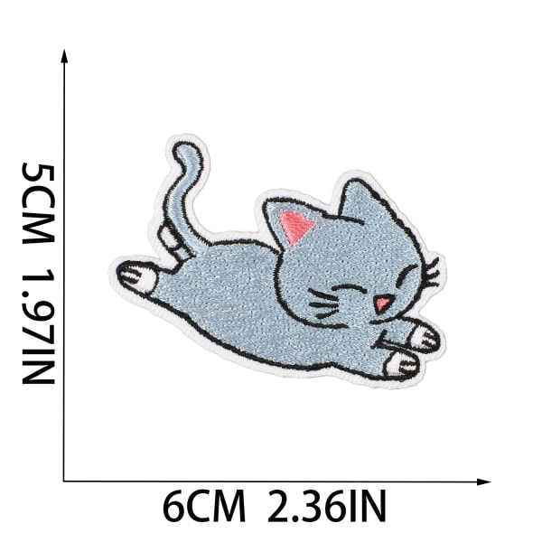 18 kappaletta sarjakuva-kissan silittämällä kiinnitettäviä kirjontamerkkejä ompeluun