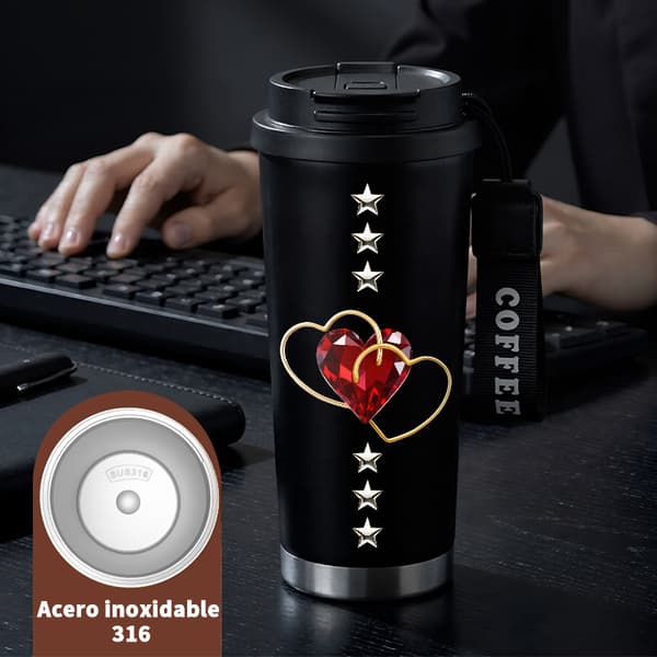 Bærbar kaffetermos 500 ml lufttett lokk moderne design Black