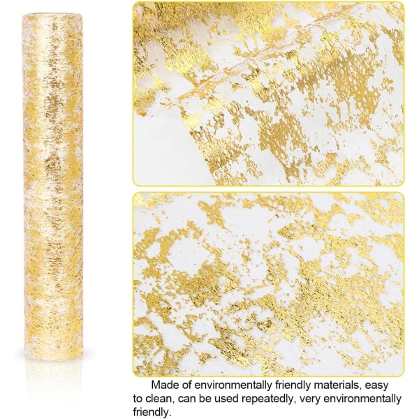 28CM x 5M Organza Tulle Rulle Spole Non-woven Guld Bordslöpare w