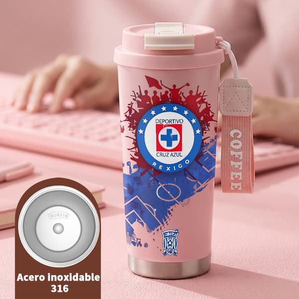 Kaffetermos 500ml Rustfritt Stål Grafisk Design Pink