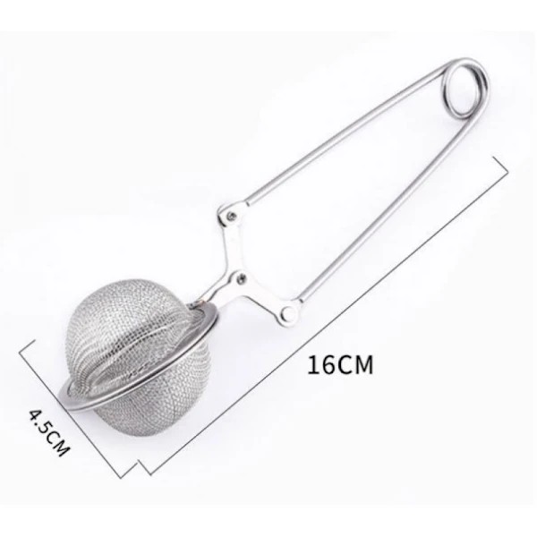 Teesi/filter med låg, ø 4,5 cm, længde 16 cm, rustfrit stål, sølv, A