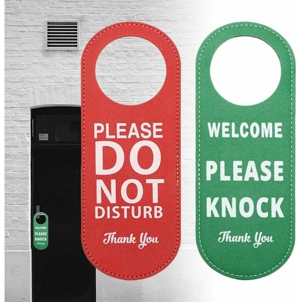 2 Assembled Door Hangers (Green/Red Double Sided) with Do Not Disturb