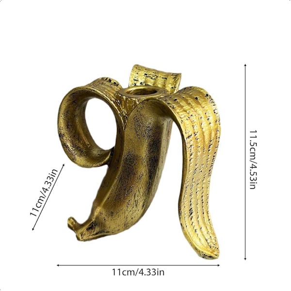 Banan Ljusstake Guld Bananskal Ljusstake Harts Ornament Hem Skrivbordsdekoration Flye242230