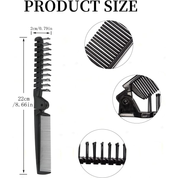 Sæt med 2 plastikfoldbare rejsehårbørster, bærbar hårbørste,