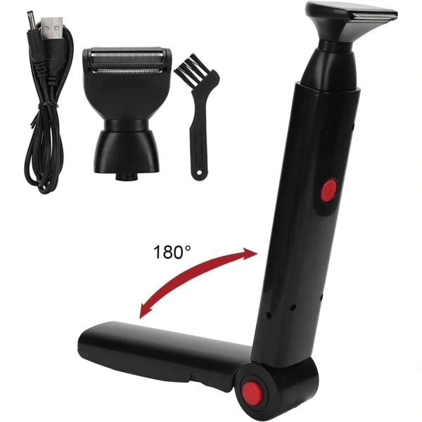Elektrisk ryg hårs trimmer, Bærbar USB genopladelig lang håndtag ryg hårfjerning, foldbar krops trimmer, mand ryg barbermaskine
