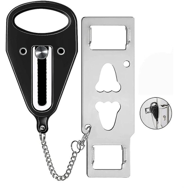 Portable Door Lock Travel Security Lock Protects Personal Security - Black