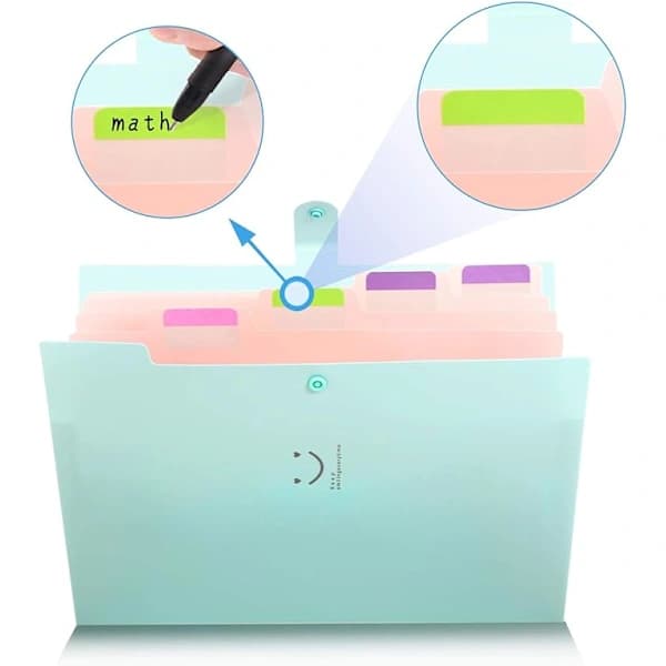 Smiley Green, A4-mappe med flere rum, 32,5*24cm, vandtæt, A
