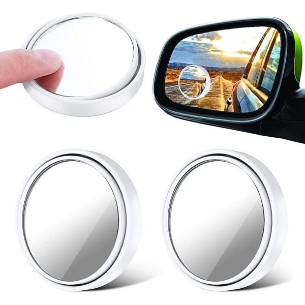 4 delar (Vit) Tunn döda vinkel bilspegel, 360° justerbar