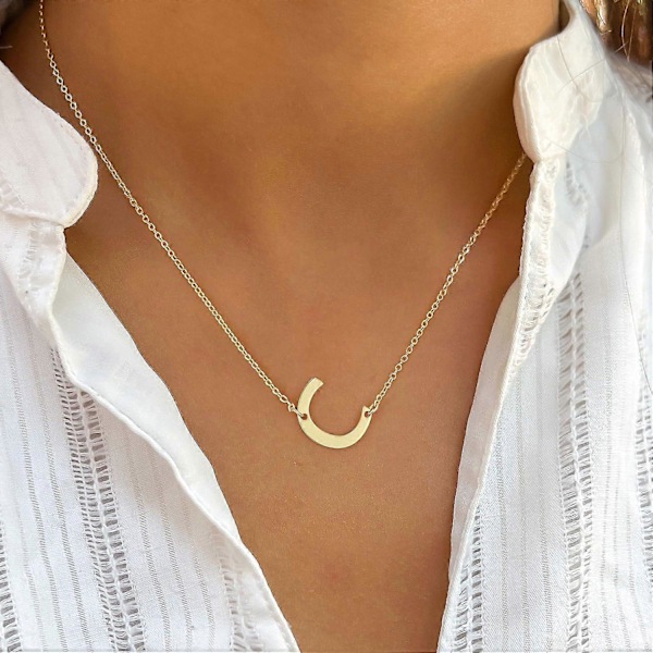 Guld Initial Halsband för Kvinnor - 14k Guldpläterade Stora Bokstavs Hängen Halsband för Kvinnor Trendiga Smyckesgåvor C