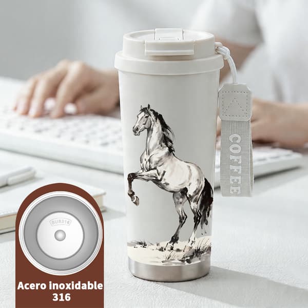 Termisk kaffekopp 500ml for camping, festlig design White