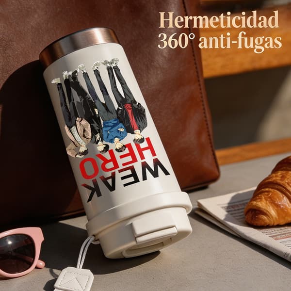 Termosmugg 500ml Rostfritt Stål Juldesign, Isolerad kaffemugg, läckagesäker resemugg med lock Black