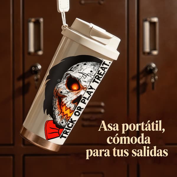 Termoskaffemugg 500ml Rostfritt Stål Blommig Design, Isolerad kaffemugg, läckagesäker resemugg med lock White