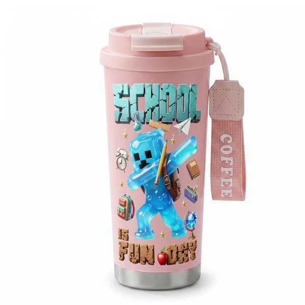 Kaffetermos 500ml Rustfritt Stål Militær Design Pink